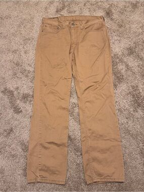 Levis 514 Khaki Pants Mens 34x32 Brown Straight Leg Pockets Logo